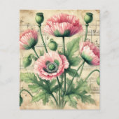 ヴィンテージピンク&グリーンポピーの楽譜スクラップブック (正面)