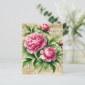 ヴィンテージピンク&グリーン牡丹シートミュージックスクラップブック (スタンド正面)