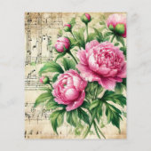 ヴィンテージピンク&グリーン牡丹シートミュージックスクラップブック (裏面)