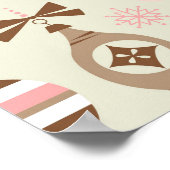 ヴィンテージピンク&グレークリスマスオーナメント ポスター (角)