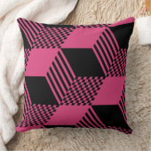 ヴィンテージピンク&ブラックストライプダイヤモンド市松模様に クッション (ブランケット)