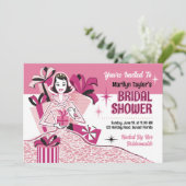 ヴィンテージピンク+ブラックブライダルシャワー 招待状 (スタンド正面)