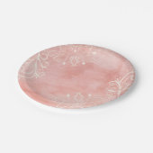 ヴィンテージピンク&ホワイトレースフローラシャビーシック ペーパープレート (アングル)