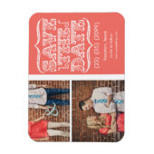 ヴィンテージピンク&ホワイト日付写真マグネットを保存 マグネット (縦)