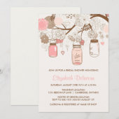 ヴィンテージピンク メイソンジャー 結婚前お披露目 招待状 (正面/裏面)