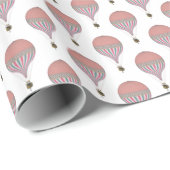 ヴィンテージピンク、ライトブルー熱気球 ラッピングペーパー (ロールコーナー)