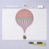 ヴィンテージピンク、ライトブルー熱気球 薄葉紙 (クラフト)