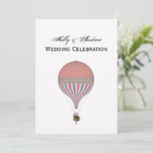 ヴィンテージピンク、ライトブルー熱気球V結婚ズ 招待状 (スタンド正面)