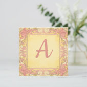 ヴィンテージピンク&レモンイエローモノグラムの：ノートカード シーズンカード (スタンド正面)