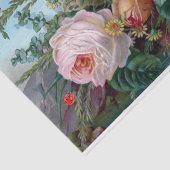 ヴィンテージピンク、赤のバラとバグのフローラ 薄葉紙 (詳細)