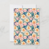 ヴィンテージピンク、青、緑のフローラ赤ちゃんシャワー 招待状 (裏面)