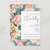 ヴィンテージピンク、青、緑のフローラ赤ちゃんシャワー 招待状 (正面/裏面)