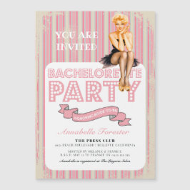 ヴィンテージピンストライプクレトロピンアップガールバチェロレッテ マグネット招待状