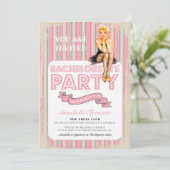 ヴィンテージピンストライプクレトロピンアップガールバチェロレッテ 招待状 (スタンド正面)