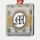 ヴィンテージピンタックファブリックモノグラムイニシャルオーナメント メタルオーナメント (左)
