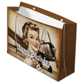 ヴィンテージピンナップの女の子と第2次世界大戦飛行機エレガント、 ラージペーパーバッグ (正面アングル)