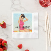 ヴィンテージピンナップガールアンドシーシェルパーティー 縁ありカクテルナプキン (インサイチュ)