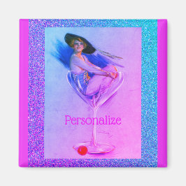 ヴィンテージピンナップ女の子ダーティマルティニかわいいカクテル マグネット