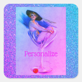 ヴィンテージピンナップ女の子汚いマルティーニ スクエアシール