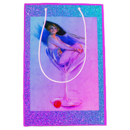 ヴィンテージピンナップ女の汚れたマルティーニピンパープル ミディアムペーパーバッグ