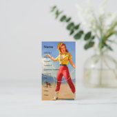 ヴィンテージピンナップ女性のカーボーイと馬 名刺 (スタンド正面)