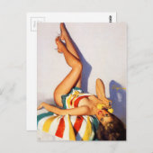 、ヴィンテージピンナップ芸術の近くに願う ポストカード (正面/裏面)