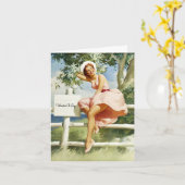 ヴィンテージピンナップ、誕生日 カード (黄色い花)