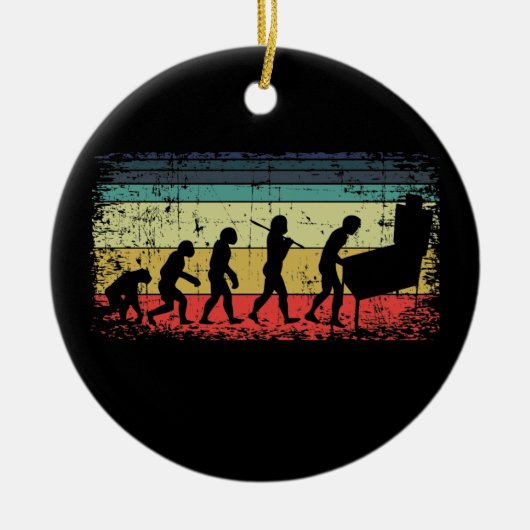 ヴィンテージピンボール進化ピンボールプレーヤーレトロ セラミックオーナメント (正面)