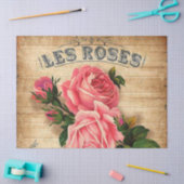 ヴィンテージピンローズ任意の目的のパーティー組織 薄葉紙 (クラフト)