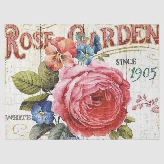 ヴィンテージピンローズ任意の目的のパーティー組織 薄葉紙 (正面)