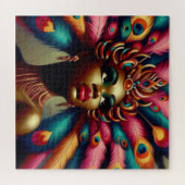 ヴィンテージピン留めアフリカ女性はっきりした羽1960s ジグソーパズル (横)