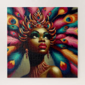 ヴィンテージピン留めアフリカ女性はっきりした羽1960s ジグソーパズル (縦)