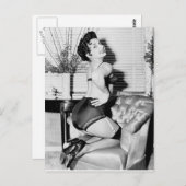 ヴィンテージピン留めガールフォト ポストカード (正面/裏面)