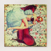 ヴィンテージピン留め女の子レトロサザンベレッド ジグソーパズル (横)