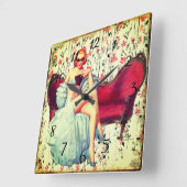 ヴィンテージピン留め女の子レトロサザンベレッド スクエア壁時計 (傾斜)