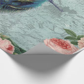 ヴィンテージピーコックとバライラストレーション ラッピングペーパー (コーナー)