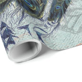 ヴィンテージピーコックとバライラストレーション ラッピングペーパー (ロールコーナー)