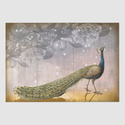 ヴィンテージピーコックとバラデコページティッシュペーパー 薄葉紙 (正面)