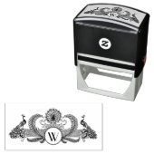 ヴィンテージピーコックとモノグラムイニシャル セルフインキングスタンプ (インサイチュ)