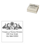 ヴィンテージピーコックとモノグラム ラバースタンプ (押印)