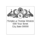 ヴィンテージピーコックとモノグラム ラバースタンプ (インプリント)