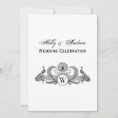 ヴィンテージピーコックとモノグラム 招待状 (正面)