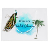 ヴィンテージピーコックアンドパームブライダルシャワー ラージペーパーバッグ (正面)