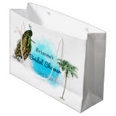 ヴィンテージピーコックアンドパームブライダルシャワー ラージペーパーバッグ (正面アングル)