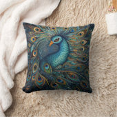 ヴィンテージピーコックアールヌーボー クッション (ブランケット)