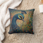 ヴィンテージピーコックアールヌーボー クッション (ブランケット)