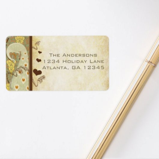 ヴィンテージピーコックイエローコーラルミュージカルノート ラベル