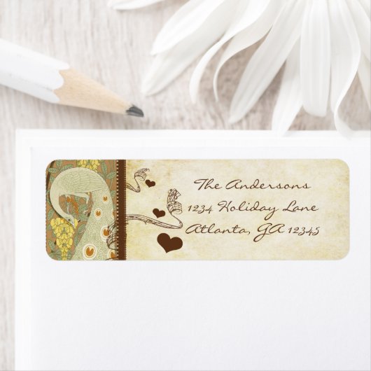 ヴィンテージピーコックイエローピーチコーラルアース ラベル (インサイチュ)