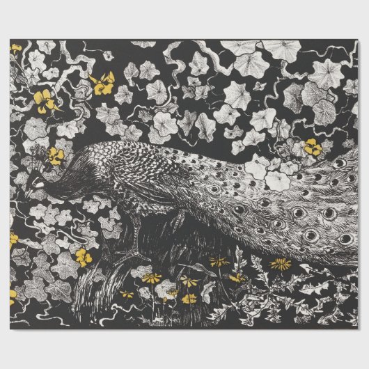 ヴィンテージピーコックイラストレーションバイテオヴァンホイテマ ラッピングペーパー (フラット)