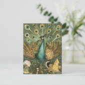 ヴィンテージピーコックイラストレーション ポストカード (スタンド正面)